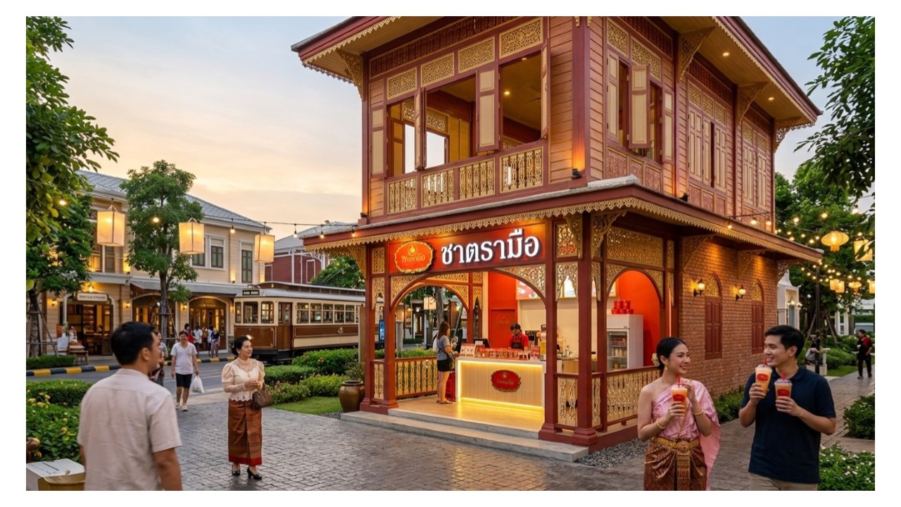 ร้านชาในเรือนไม้ทรงไทย