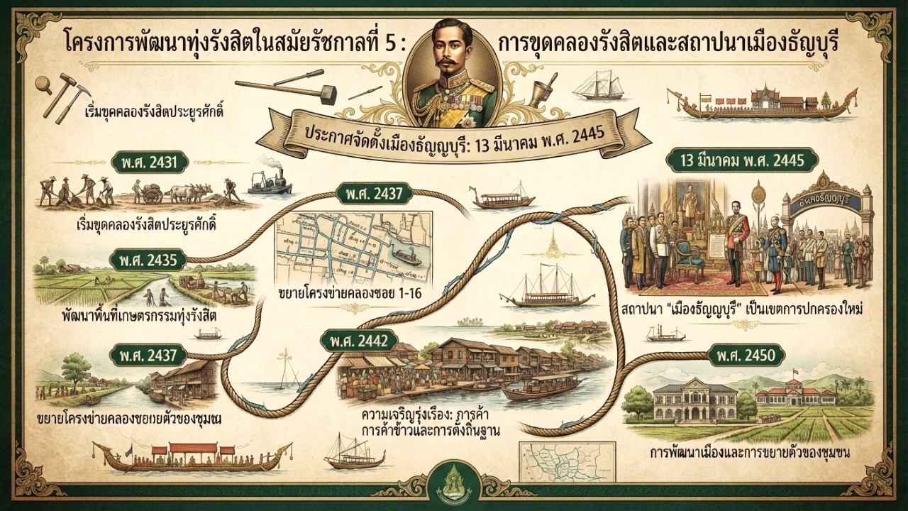 ภาพประกอบโครงการพัฒนาทุ่งรังสิตและการสถาปนาเมืองธัญบุรี