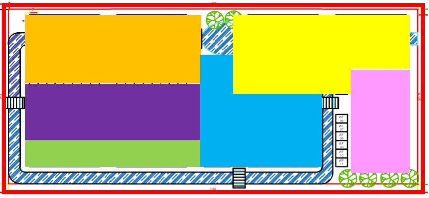 ผังการจัดสรรโซนพื้นที่ค้าขาย สีตรงกับโซนในตาราง